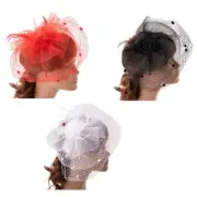 Elegant Floral Fascinators Hat with Mesh Pillbox Hat for Makeup Party