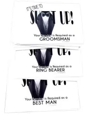 Groomsmen Proposal Cards White, It's Time to Suit Up, Set of 14 with Envelopes