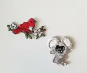 Red Bird Iron On and Mouse Sew On Embroidered Patches