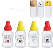 zzhugyin Mini Condiment Bottles,Mini Plastic Squeeze Bottle Honey/Ketchup/Sauce/Salad,Portable Mini Condiment Bottles Container for BBQ Lunch Box (7pcs)