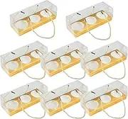 8-Pack Clear PET Eco-friendly Egg Yolk Pastry Boxes - 3-Cavity Snow Skin Mooncake Baking Packaging, Perfect for Safe Transport of Cakes and Pastries, Ideal Cake Slice Storage Box with Cake Boards