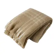 Pilbeam Living Berkshire Wool Blend 127x152cm Throw Blanket Decor Taupe/Cream
