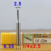 2.5mm Diameter Carbide Insert Straight Router Bit - 1/4" Shank