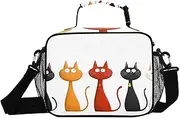 Colors Cats White Insulated Lunch Box for Women Men - Ideal for Work, Picnics - Includes Adjustable Shoulder Strap