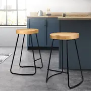 2x ALFORDSON Bar Stools 65cm Tractor Natural