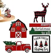 Hobngmuc Christmas Desk Decor - Rustic Christmas Tray Decor Wooden Signs | Winter Farmhouse Decor, Holiday Home Decoration Parties Supplies for Home Table Shelf