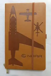 Notebook Castelli Made in Italy Brown Leather NBAA Airplane Aviation Hardcover