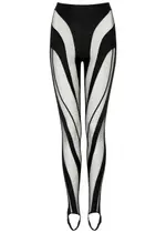Mugler Spiral Panelled Stirrup Leggings - Black - 12 12