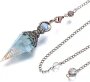 PESOENTH Pendulum Crystal,Aquamarine Healing Spiritual Hexagonal Crystal Pendulum for Dowsing Divination Tools witchcraft Supplies Gifts, Stone