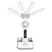 Rechargeable LED Table Desk Lamp Reading Light with Fan Clock Date Temperature