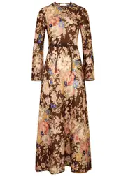 Zimmermann August Floral-print Linen Maxi Dress - Brown - 0 (UK 8 / S) 0 (UK 8 / S)