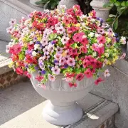 12 Bundles UV Resistant Artificial Outdoor Flowers for Garden Porch Decor