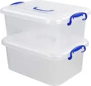 [Leendines] 8 Liter Clear Plastic Storage Bins, 2 Packs Storage Boxes with Lids