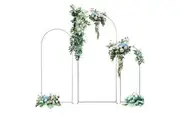 Metal Arch Backdrop White Stand Wedding Arch Stand Set of 3 (6FT/5FT/4FT) Square Arched Frame for Outdoor Birthday Party Ceremony