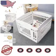 Indoor/Outdoor Pet Exercise Pen - Compact 33.5" Plastic Fence for Puppies