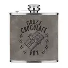 Crazy Chocolate Boy Stars 6oz PU Leather Hip Flask Grey Kids Food Best Funny