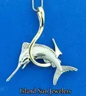 Steven Douglas Marlin Fishhook Necklace, Sterling Silver/14K