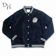 Letterman Georgetown Hoyas Script Navy All Satin Varsity Jacket