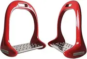 1 Pair Pedal Equipment Horse Stirrups Anti Slip Equestrian Aluminium Alloy Riding Treads Lightweight Outdoor Sports(Red)