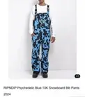 Ripndip 2024 10k snowboard Blue Trippy Overalls bibs (mens Size M) Retail 300$