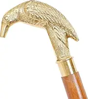 Samara Nautical Walking Cane Wooden Walking Stick for Men, Women, Solid Brass Raven Crow Head Fashion Designer Cane Rubber Brass Tip Grandpa Gift