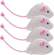 Levemolo 4pcs Interactive Plush Mouse Cat Realistic Simulation Rat for Indoor Cats Safe Soft Chew Teething with Wobbling Mechanism for Engaging Play and Exercise