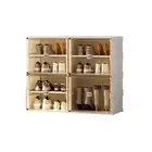 Cubes Storage Folding Shoe Cabinet With 2 Column & 7 Grids & 4 Brown Door Kylin