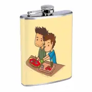 Pizza Love Em6 Flask 8oz Stainless Steel Hip Drinking Whiskey