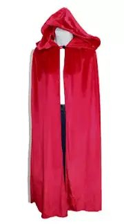 Child O/S Hooded Cloak Velvet Cape Red Riding Hood Cosplay Costume Halloween