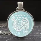 Blue Rooster Butterprint Amish Grandmas Pyrex Nesting Bowl Art Photo Necklace
