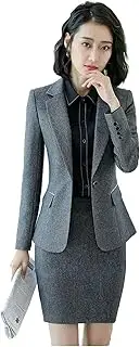 [ZIRIA] Spring Autumn Black Blazer Set with Skirt Office Suits for Women Uniform Lady Work Outfit Elegant