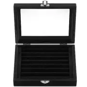7 Slots Ring Holder Storage Box Velvet Ring Display Case Jewelry Earrings Nec...