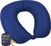 TREKOLOGY Neck Pillow for Travel with Removable Cover, Inflatable Travel Pillow for Airplane, Neck Support Pillow for Sleeping Flight Pillows for Long Haul Flights Essentials Plane Pillow Neck Cushion