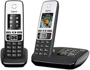[Gigaset] C190A Duo - Premium Cordless Home Phone with Answer Machine and Nuisance Call Block - 2 Handsets, Black/Silver