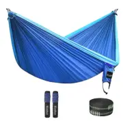 Wonbor Double Travel Nylon Hammock with Carry Bag , Blue - Strong