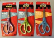 Scotch Kids Scissors 2 POINTED Tip 1 BLUNT Tip Soft Touch Handles ( 3 pk ) NEW