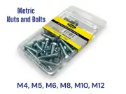 Nuts and Bolts Metric Sizes M4, M5, M6, M8, M10, M12 Hex Head Packets Assorted L