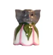 ++=Elephant H*821 -TM22 Ceramic Gray Elephant / White/Red Flower Pie Vent