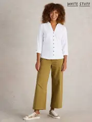 White Stuff White Annie Broderie Jersey 100% Cotton Shirt (F13812) | $113
