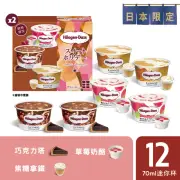 【Haagen-Dazs 哈根達斯】日本限定 和風休日特賞迷你杯12入組(70ml草莓奶酪*4巧克力塔*4焦糖拿鐵*4)