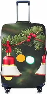 [CADREWY] Christmas Tree and Bell Print Travel Suitcase Cover Luggage Protector with Elastic Anti Scratch for Carry On, Black, Large
