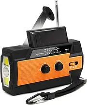 Portable AM/FM & NOAA Radio Outdoor Solar Emergency Hand Crank Radio Reading Light Motion Sensor Light with LED Flasight SOS Alarm 4000mAh Battery USB Output