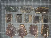 West Australian Black Agate Slices x 12 - 419gm - Goldfields
