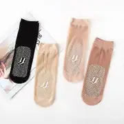 Silk Socks For Women Slip-Resistant Crystal Silk Sock Invisible Medium High Stocking Silk Sock For Summer black