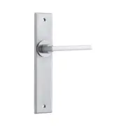 Iver Baltimore Door Lever Handle on Chamfered Backplate Brushed Chrome