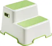 Toddler Two Step Stool Bathroom Stool Lightweight Multipurpose Trapezoidal Structure Stepping Stool Anti Slip for Kids Above 1 Years Old, Green