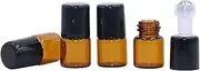 (1ml) - 25Pcs Essential Oil Roller Bottles Mini 1ml/2ml/3ml Amber Glass Metal Ball Empty Roll On Glass Bottle Perfume Sample Vials Jar For Aromatherapy Lip Balm Cream Liquid With Black Cap (1ml)