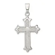 Sterling Silver Polished And Textured Cross Pendant