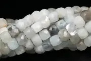 13 inch strand of natural Aquamarine Cube Faceted 6mm beads.