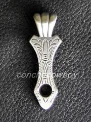 WESTERN ANTIQUE SILVER ENGRAVED CONCHO NECKLACE PENDANT ADAPTER